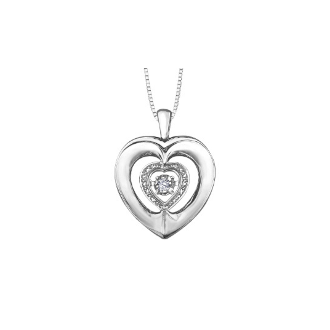 Sterling Silver Heart Diamond Pulse Pendant (280476)