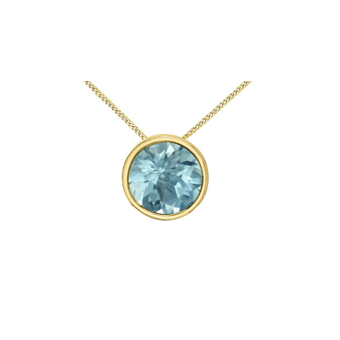 Yellow Gold Bezel Set Aquamarine Necklace (281987)