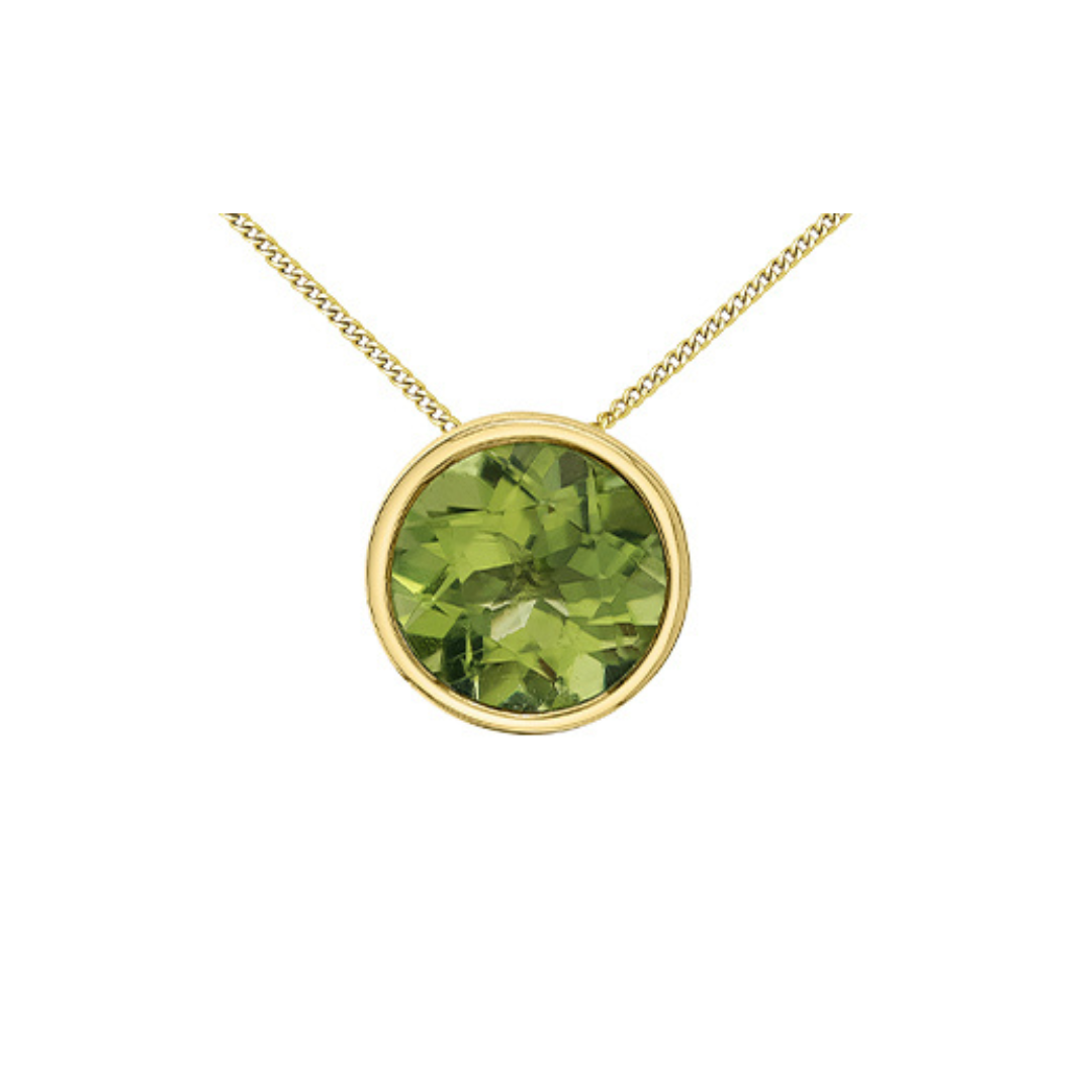 Round Peridot Pendant in Yellow Gold (284525)