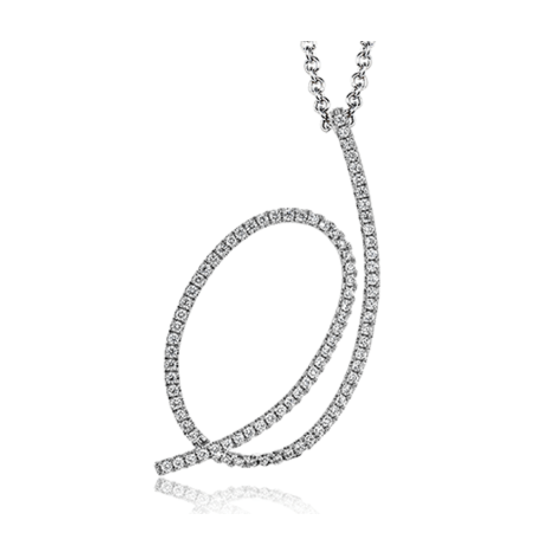 Diamond Loop Swirl Pendant in White Gold (359875)