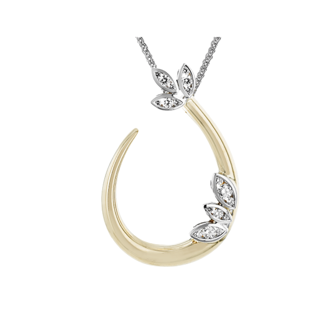 Diamond Leaf Pendant in Two-Tone Gold (364348)