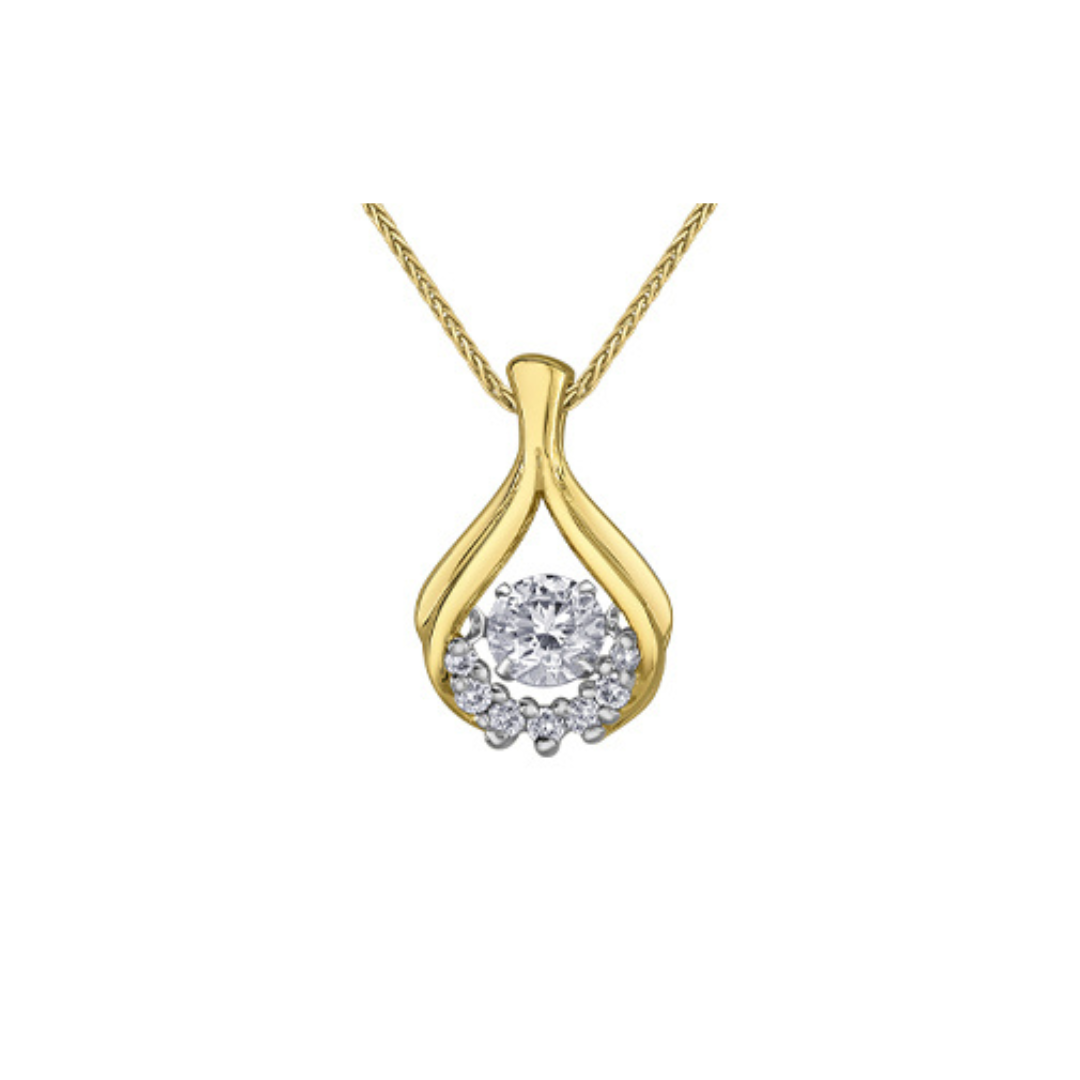 Gold Teardrop Floating Diamond Necklace (530112)