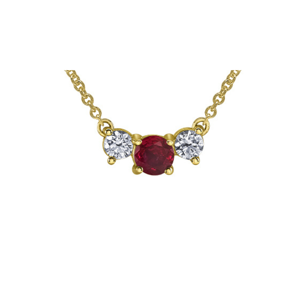 Ruby & Diamond Three-Stone Gold Pendant (666052)