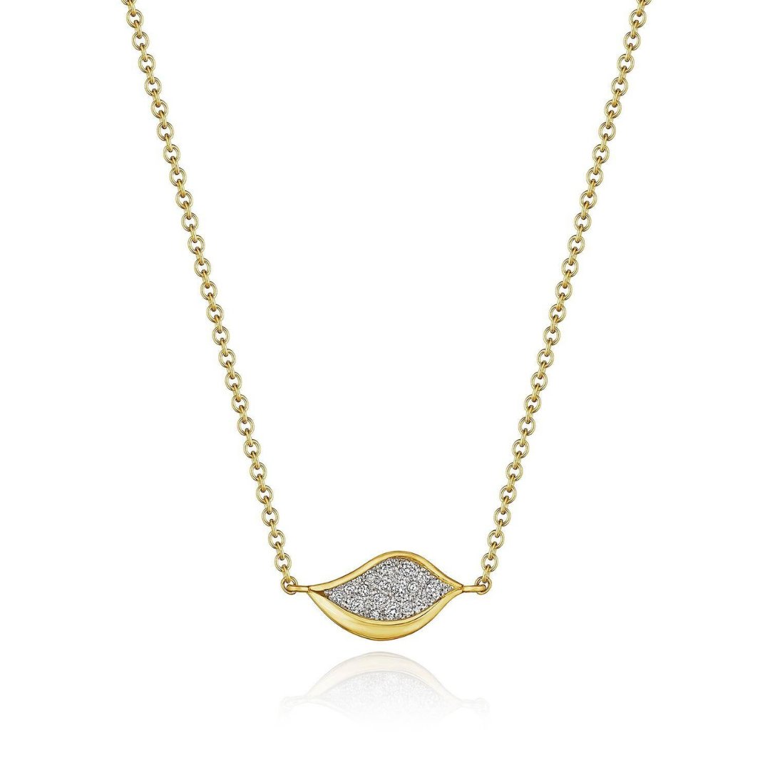 Yellow Gold Diamond Dahlia Petal Necklace (683163)