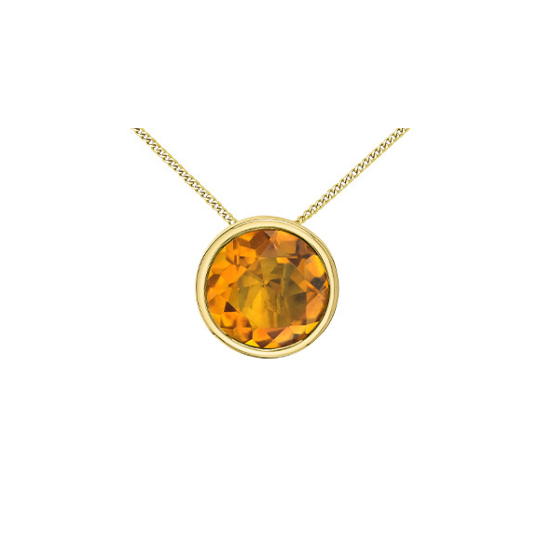Yellow Gold Bezel Set Citrine Pendant (692442)