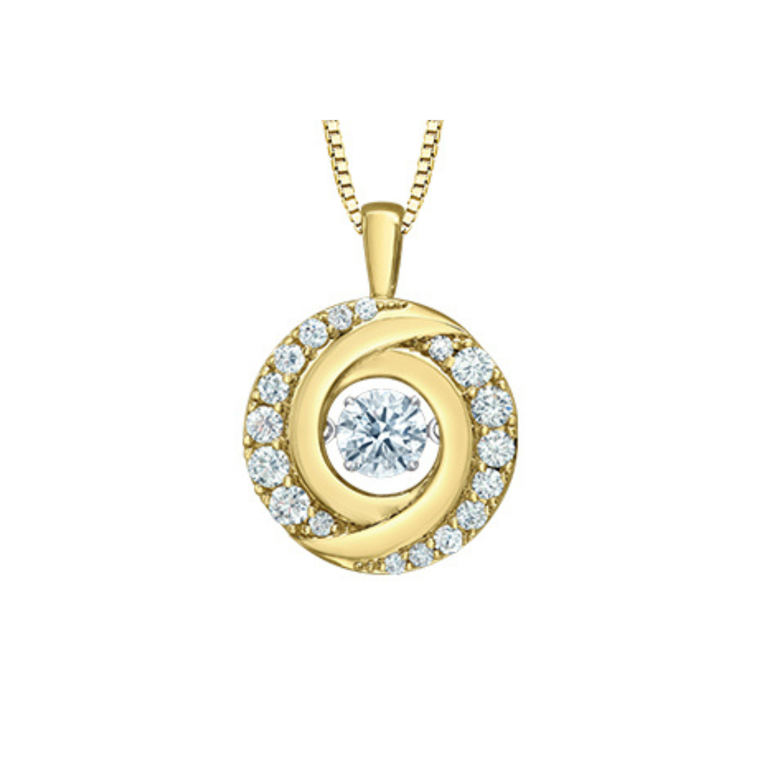 Lab Grown Diamond Spiral Halo Pendant in Yellow Gold (750376)