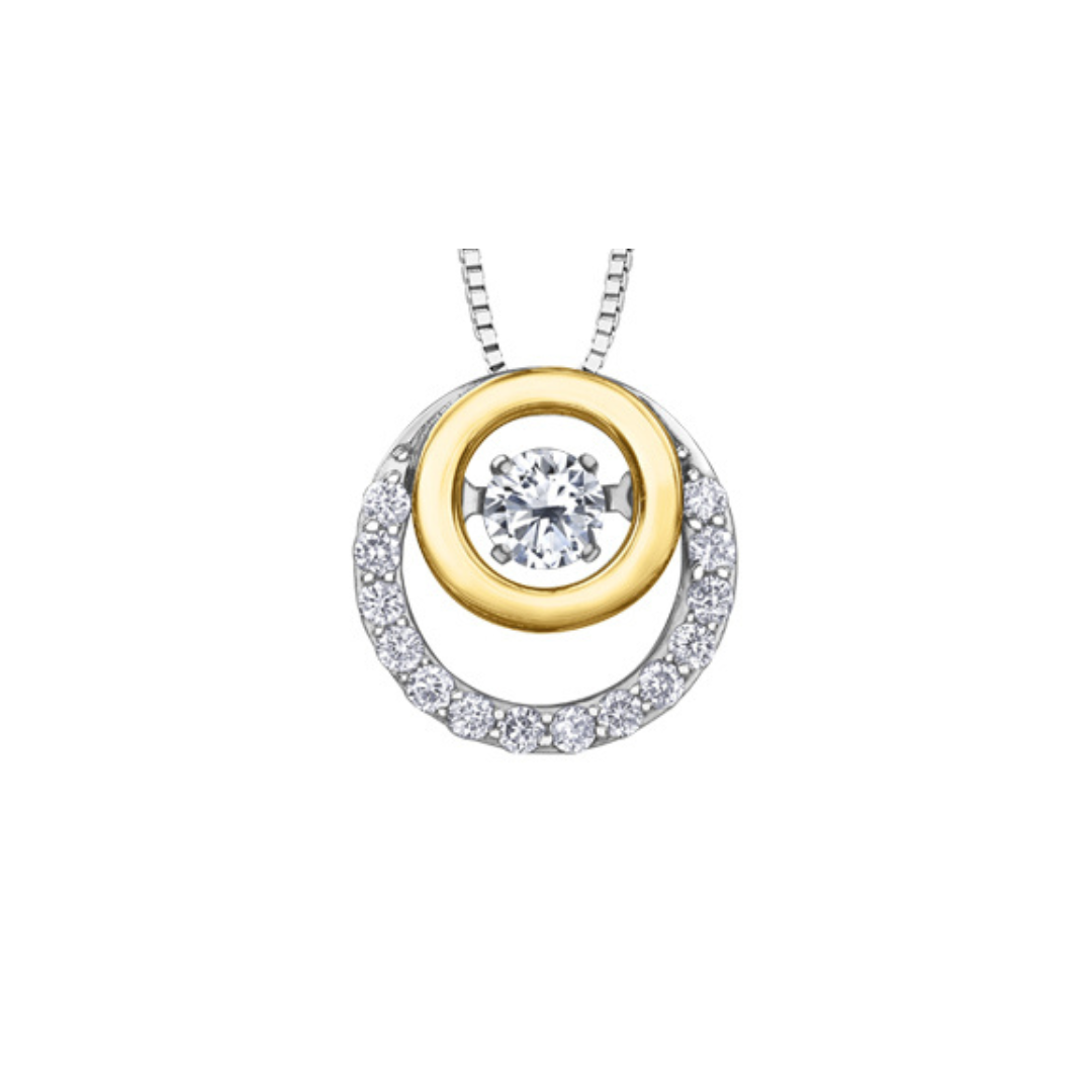 Two-Tone Floating Diamond Circle Pendant (767895)