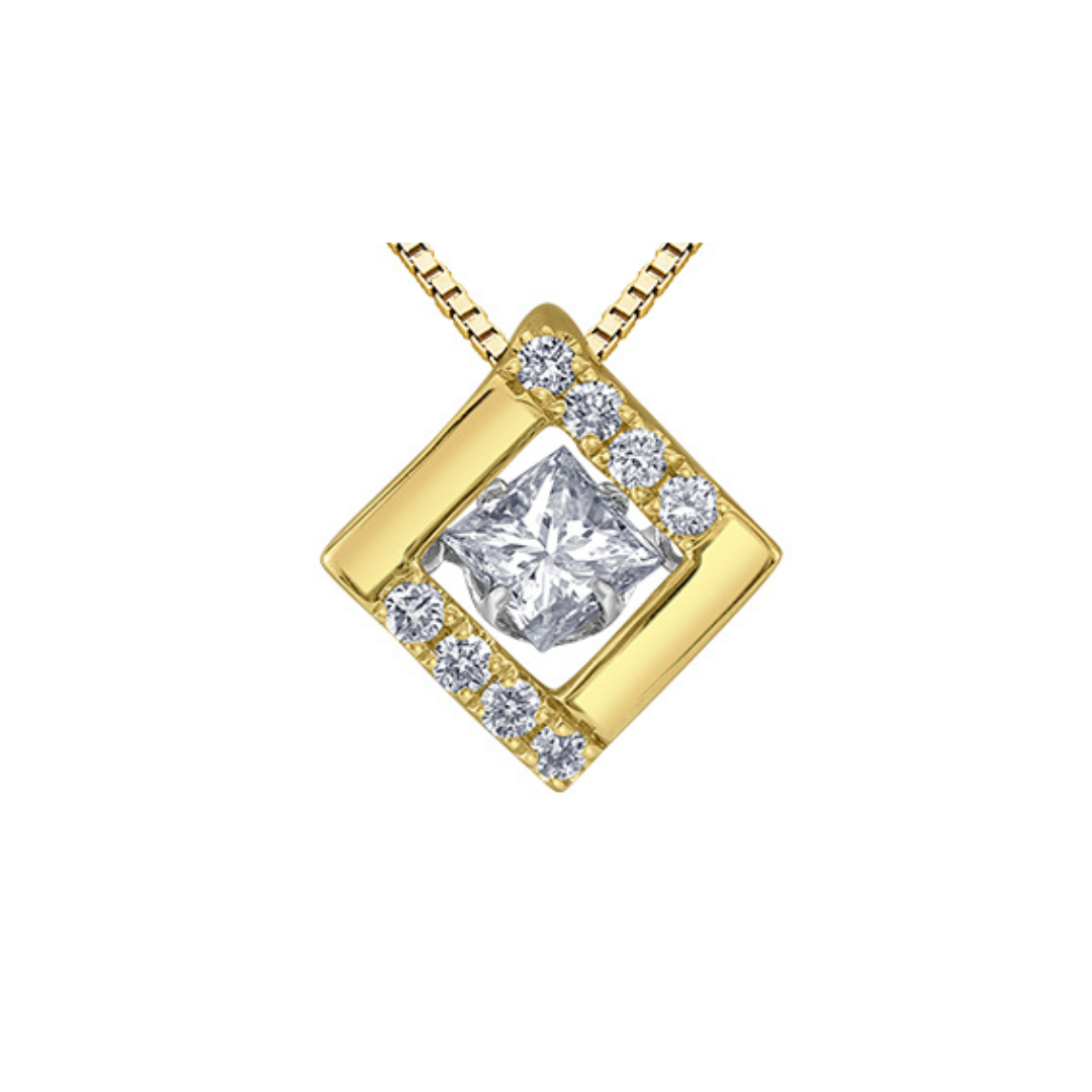 Princess-Cut Diamond Geometric Pendant in Gold (814712)