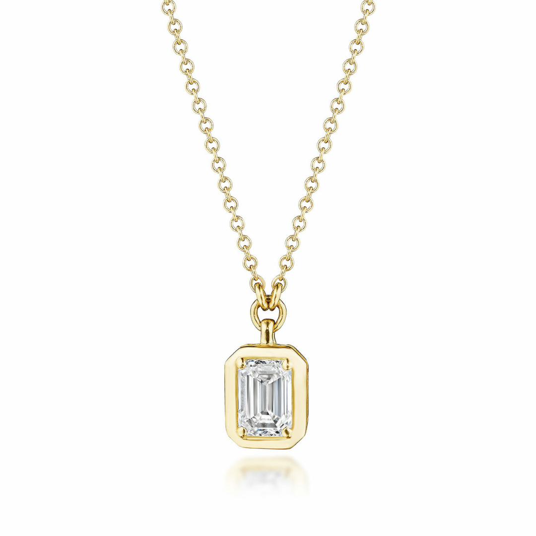 Tacori Yellow Gold Lab Grown Emerald Diamond Necklace (869146)