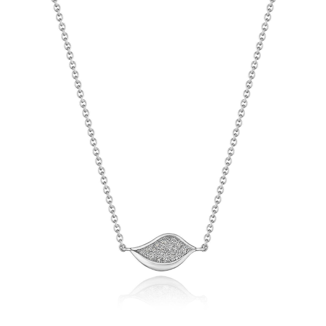 White Gold Diamond Dahlia Petal Necklace (979798)