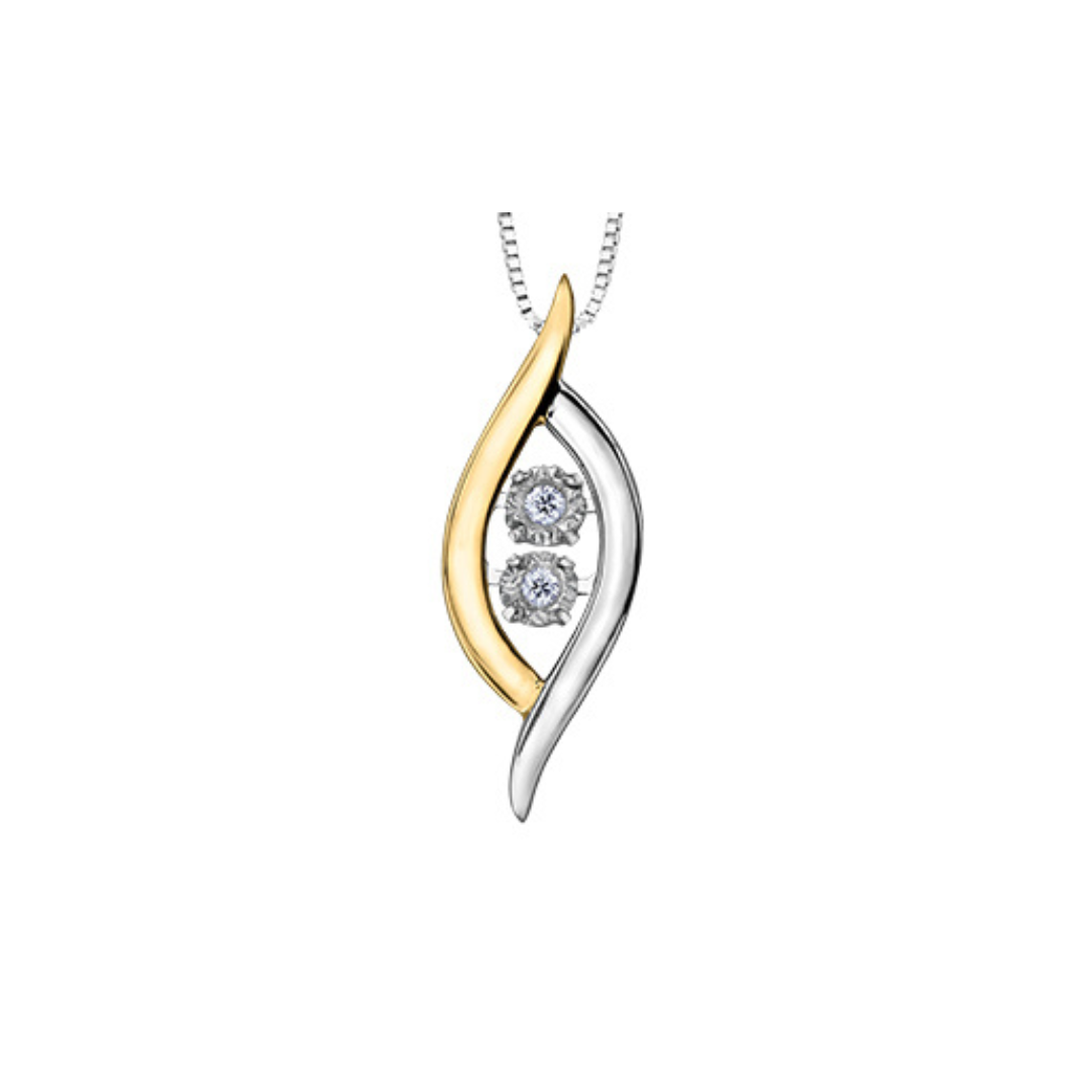 Floating Diamond Pendant in Yellow & White Gold (992765)