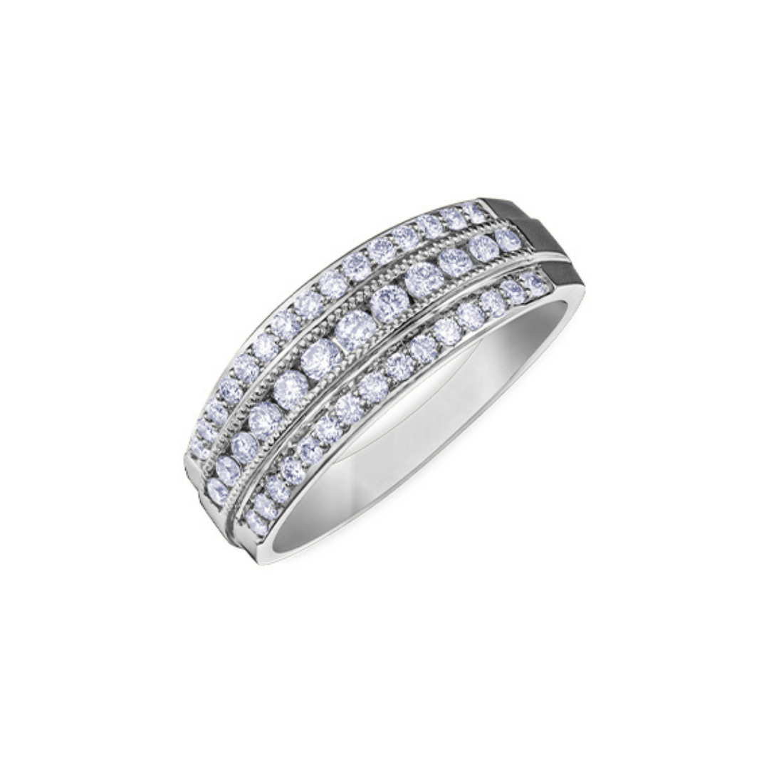 Triple-Row Diamond Band in White Gold (101429)