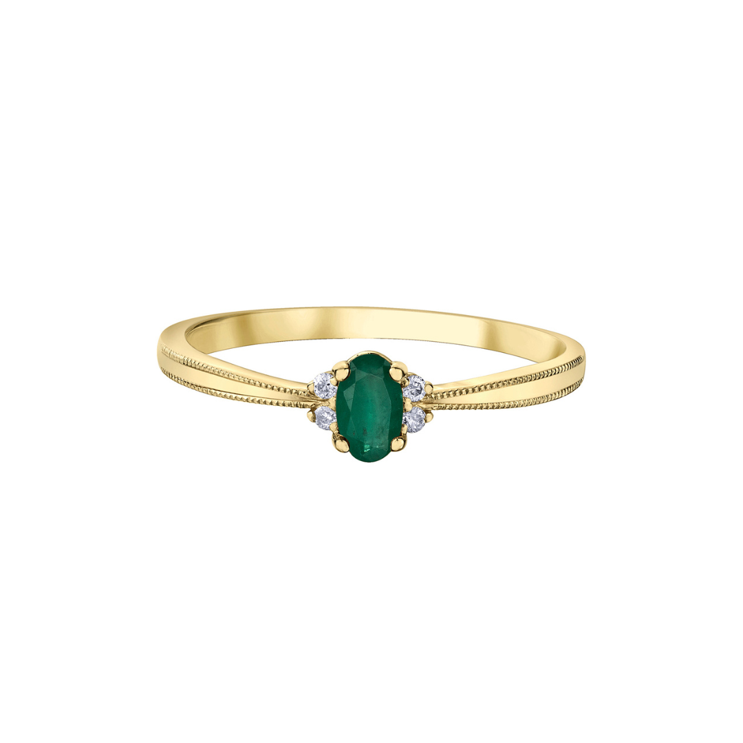 Yellow Gold Emerald and Diamond Accents Ring (206769)