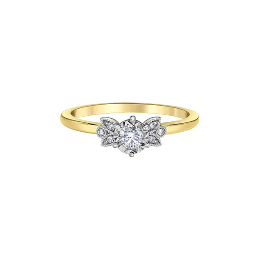 Two Tone Vintage Floral Diamond Ring (250573)