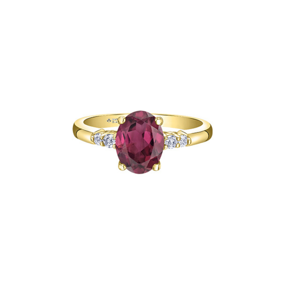 Rhodolite Garnet and Diamond Ring in Yellow Gold (295619)