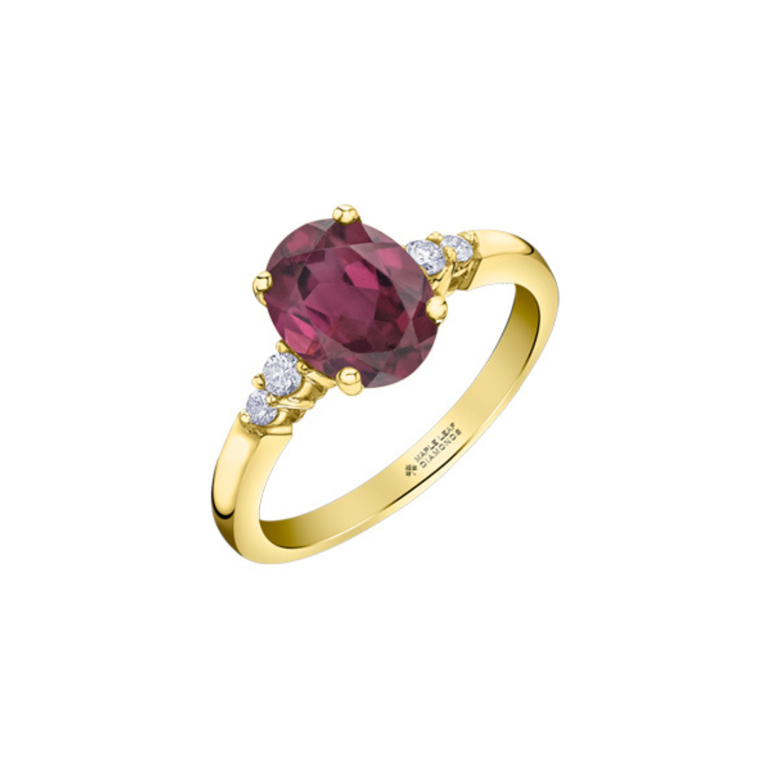 Rhodolite Garnet and Diamond Ring in Yellow Gold (295619)