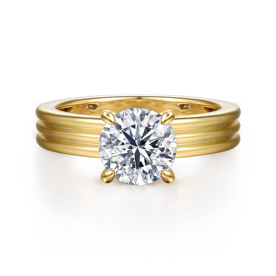 Yellow Gold Wide Ribbed Engagement Ring (326746)