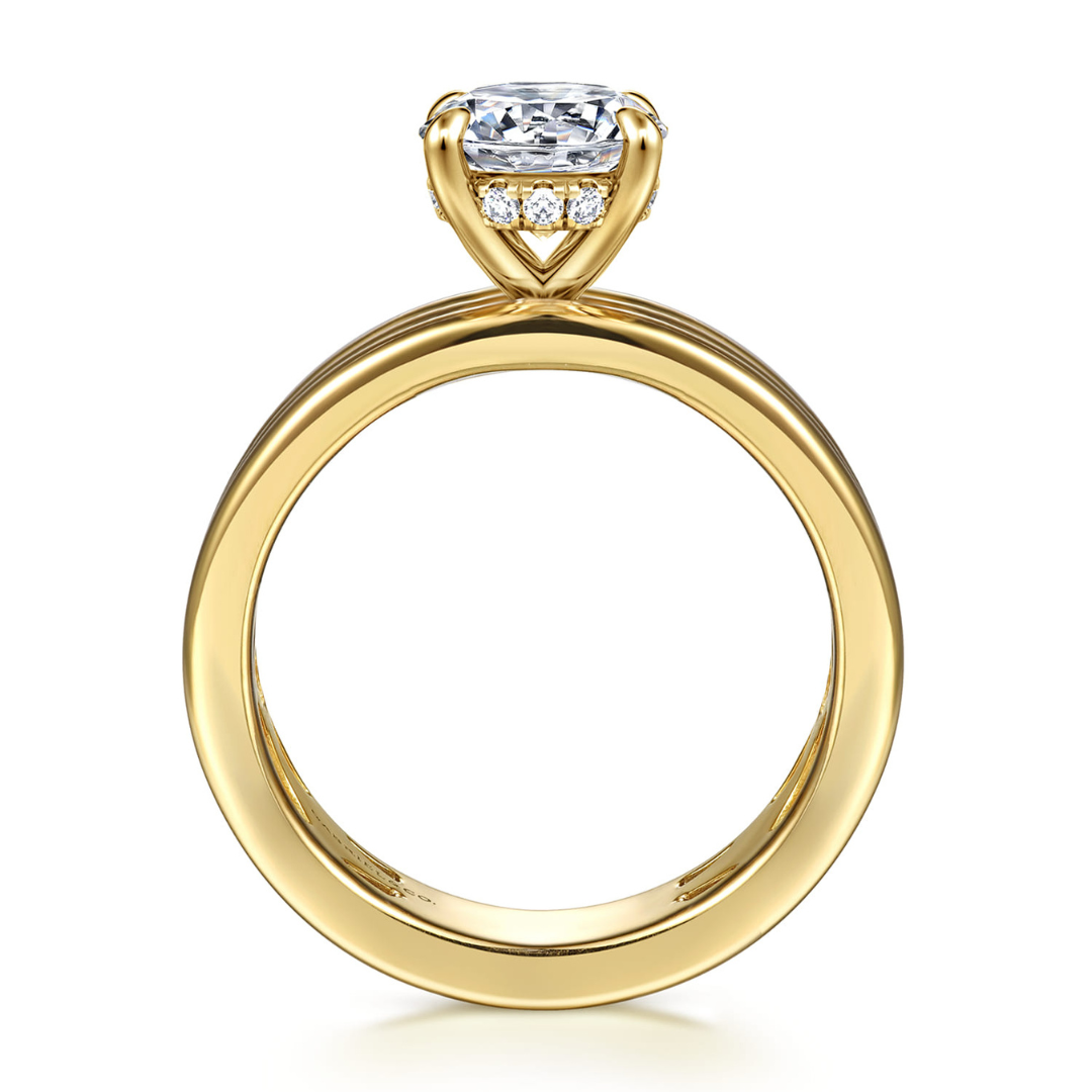 Yellow Gold Wide Ribbed Engagement Ring (326746)