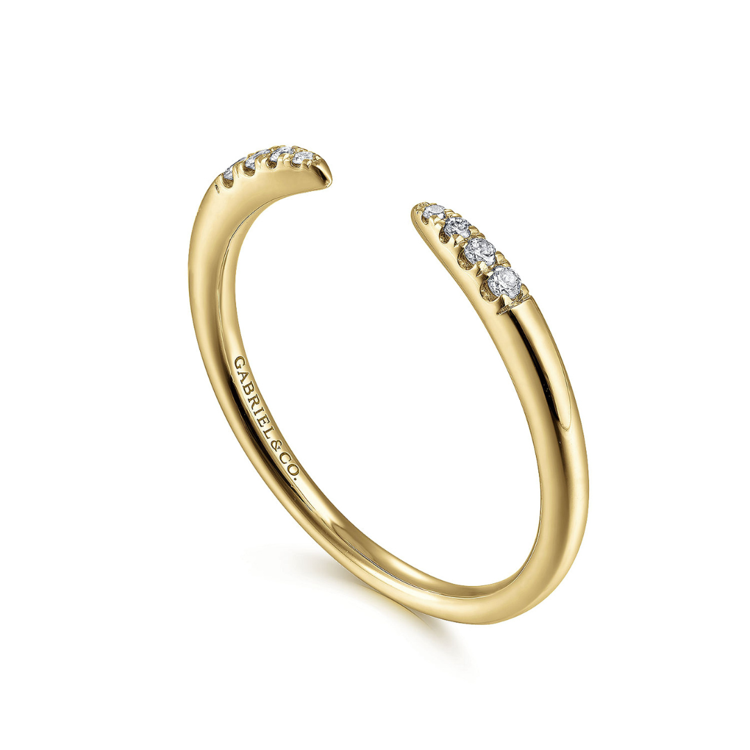 Yellow Gold Open Diamond Tipped Stackable Ring (401127)