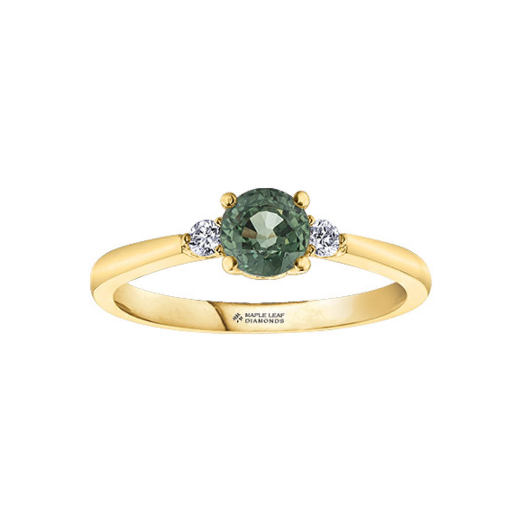 Green Sapphire and Diamond Ring in Yellow Gold (437278)