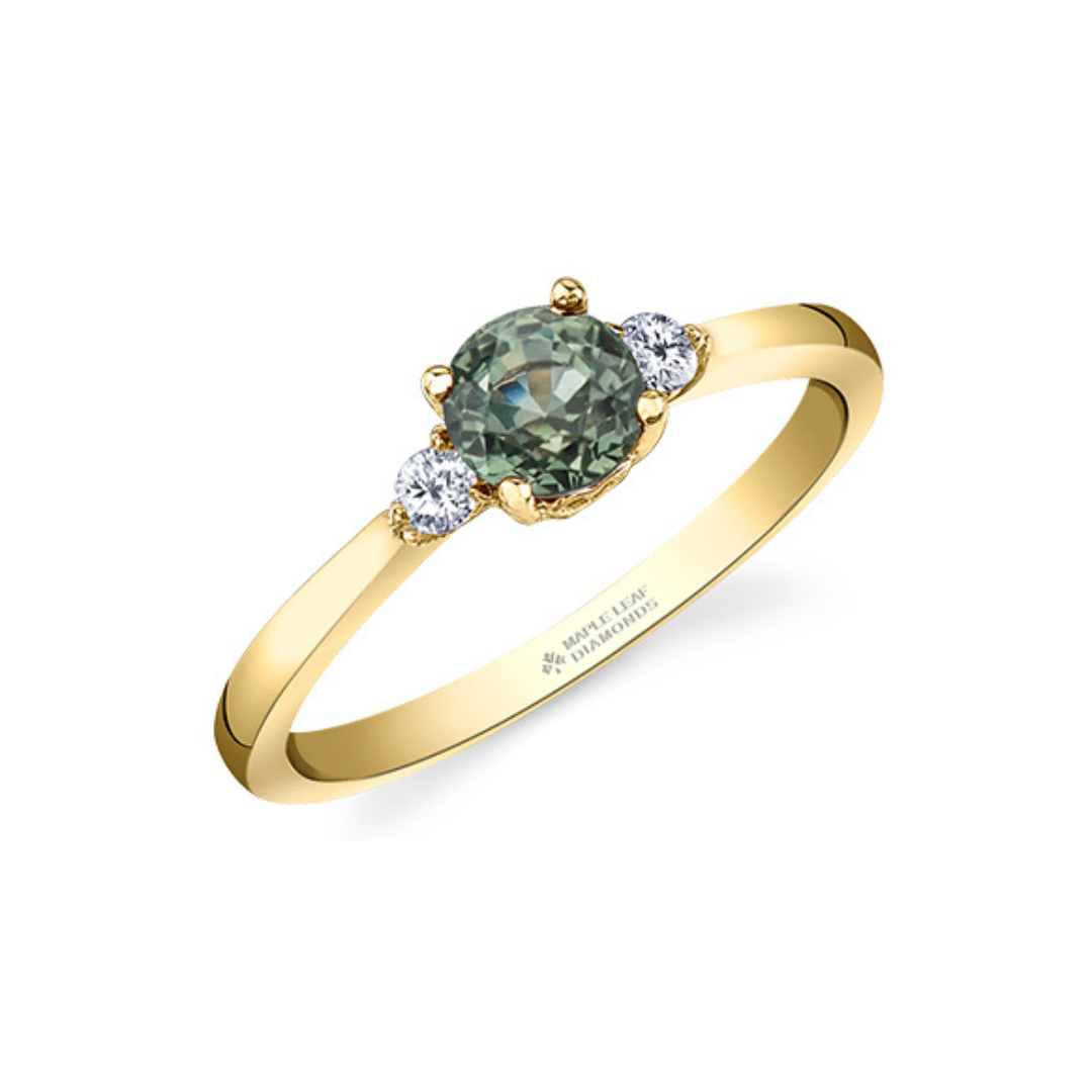 Green Sapphire and Diamond Ring in Yellow Gold (437278)