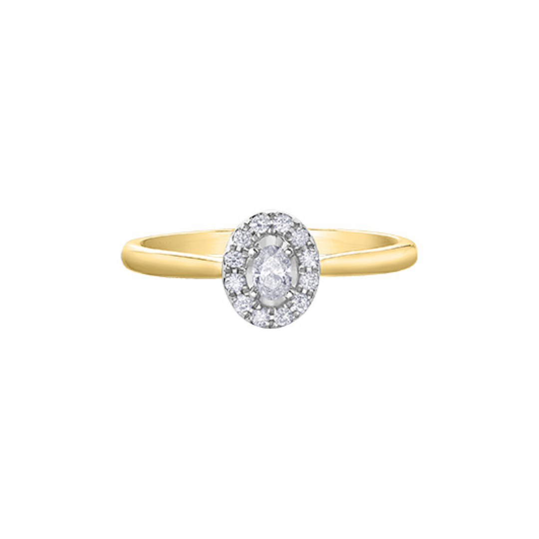 Two Tone Oval Halo Diamond Ring (447489)