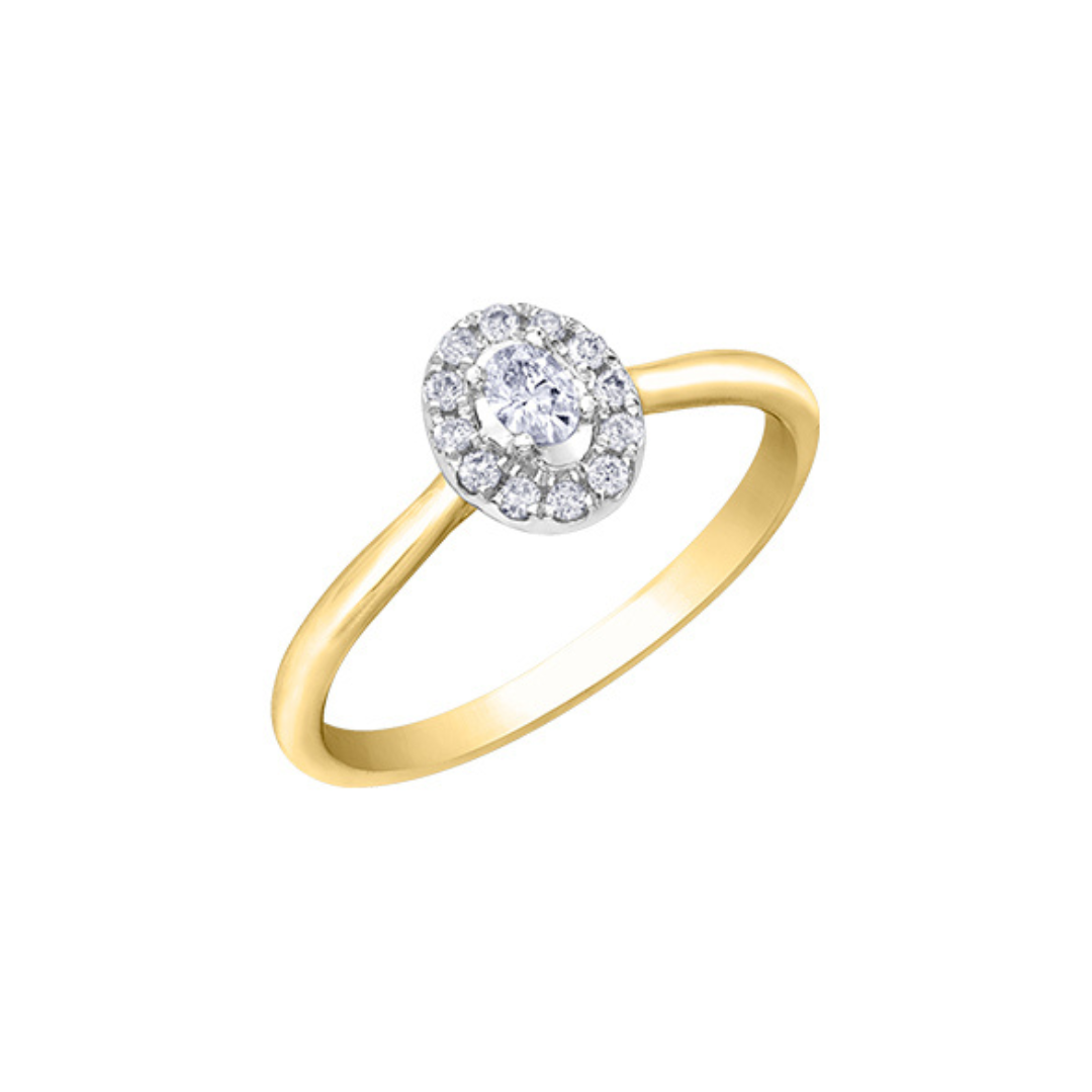 Two Tone Oval Halo Diamond Ring (447489)