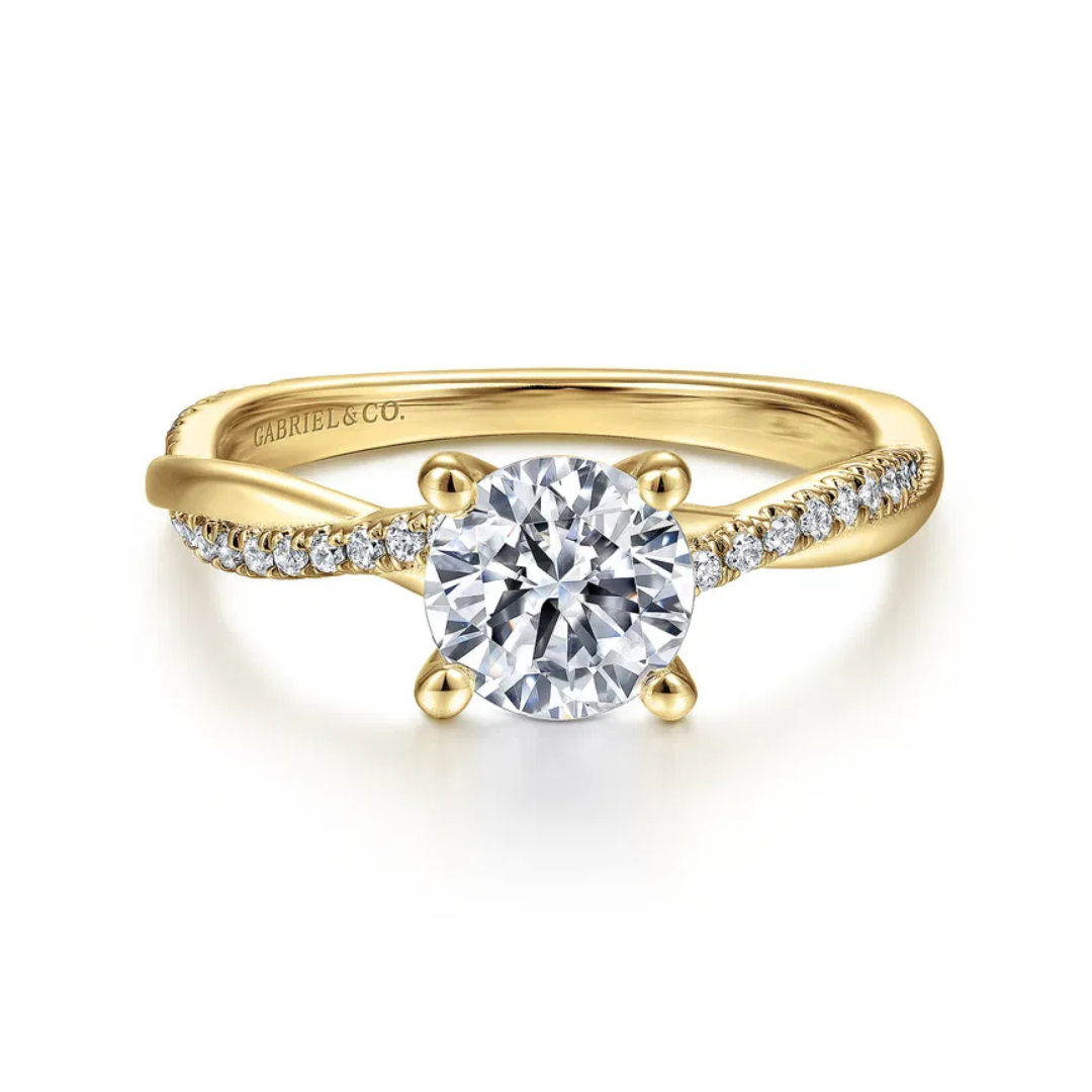 Yellow Gold Twisted Round Diamond Engagement Ring (511089)