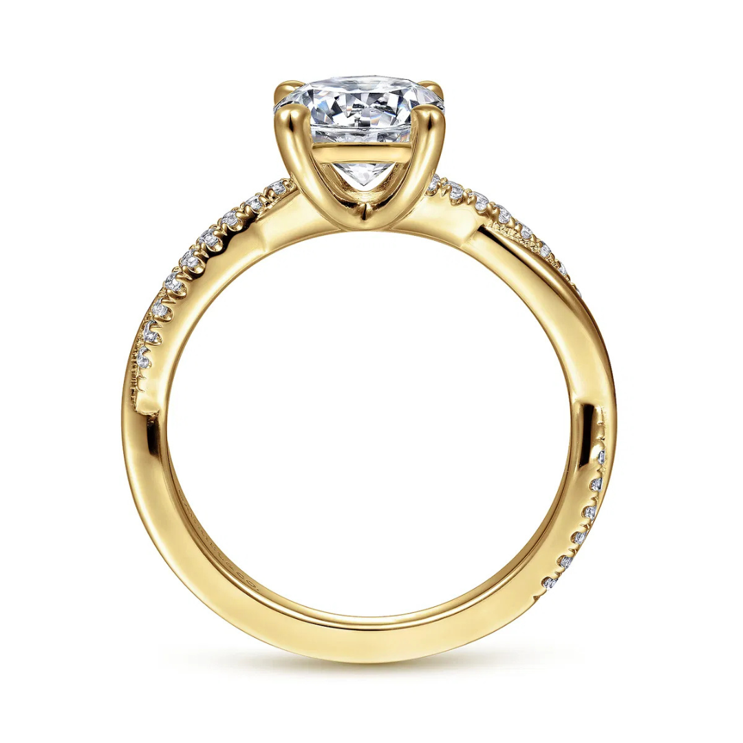 Yellow Gold Twisted Round Diamond Engagement Ring (511089)