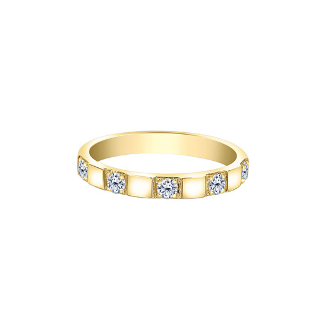 Alternating Gold and Diamond Band in Yellow Gold (549219)