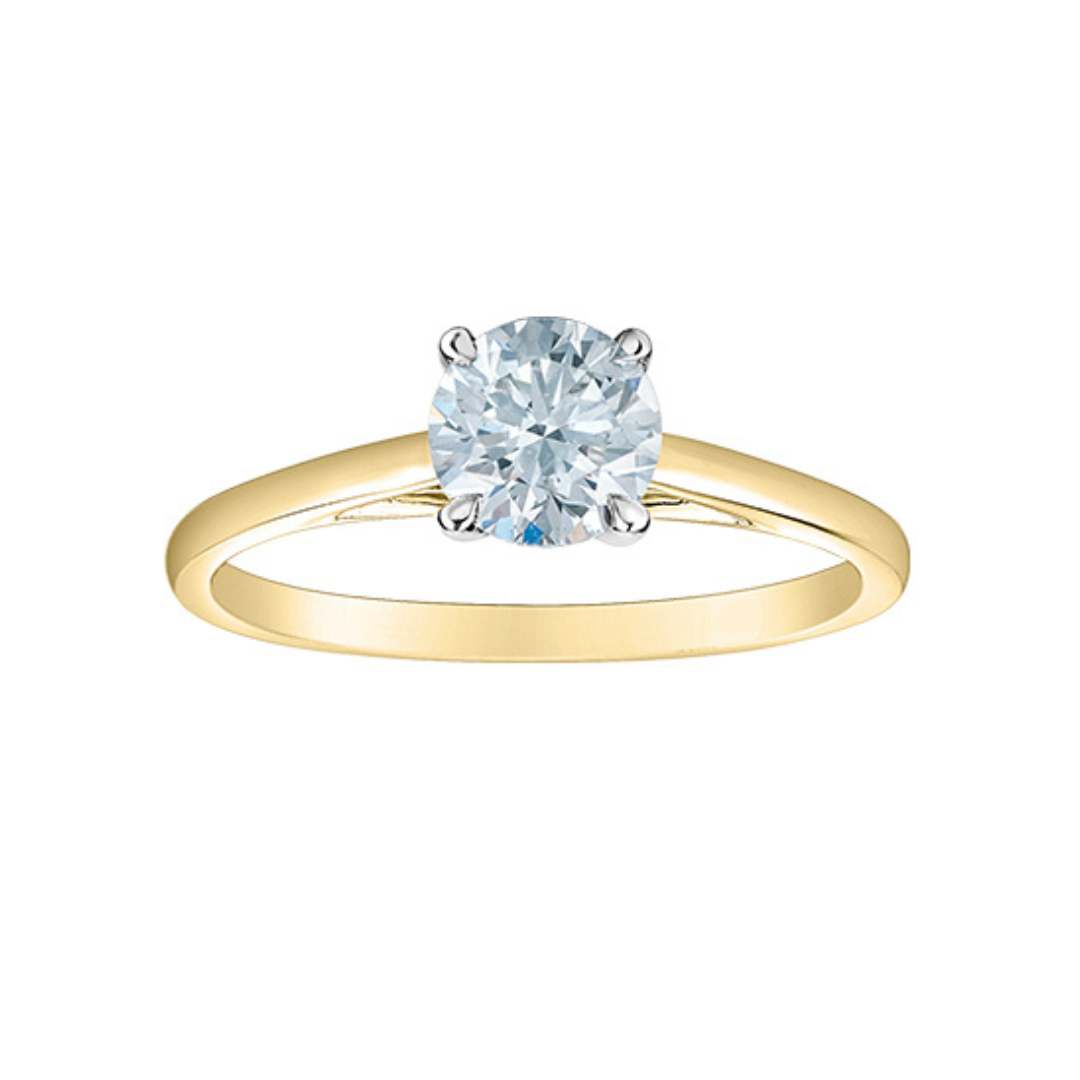 Two Tone Solitaire Lab Grown Diamond Engagement Ring (574645)