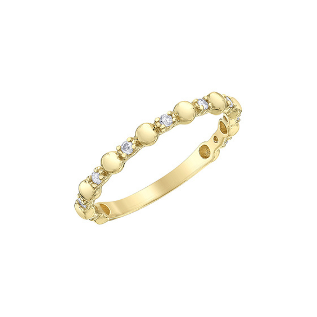Gold Beaded Diamond Band Ring (577409)