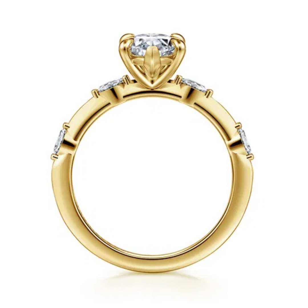 Yellow Gold Diamond Accent Engagement Ring (624143)