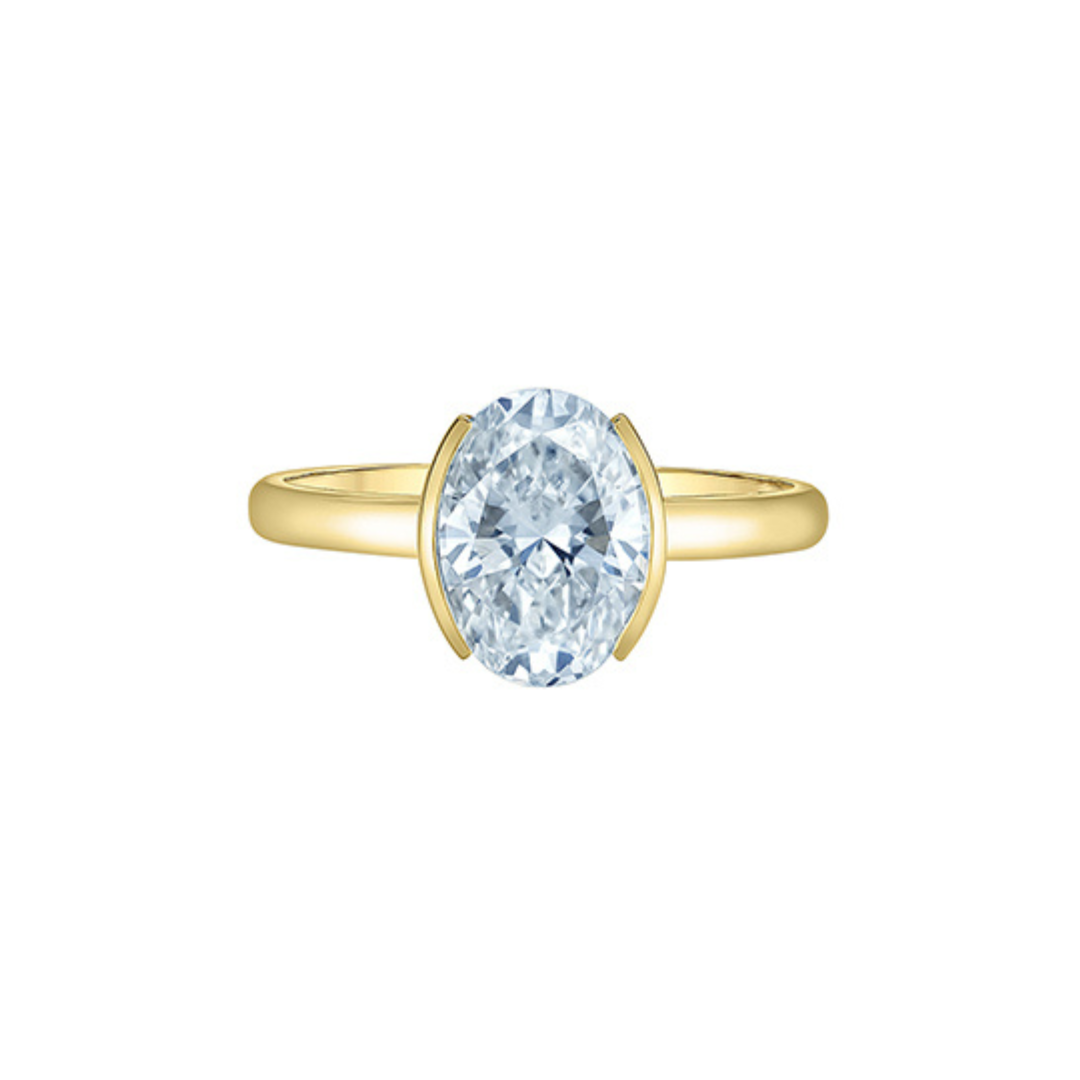 Yellow Gold Lab Grown Semi-Bezel Diamond Engagement Ring (855816)