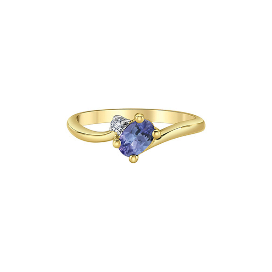 Tanzanite & Diamond Bypass Ring in Yellow Gold (860374)