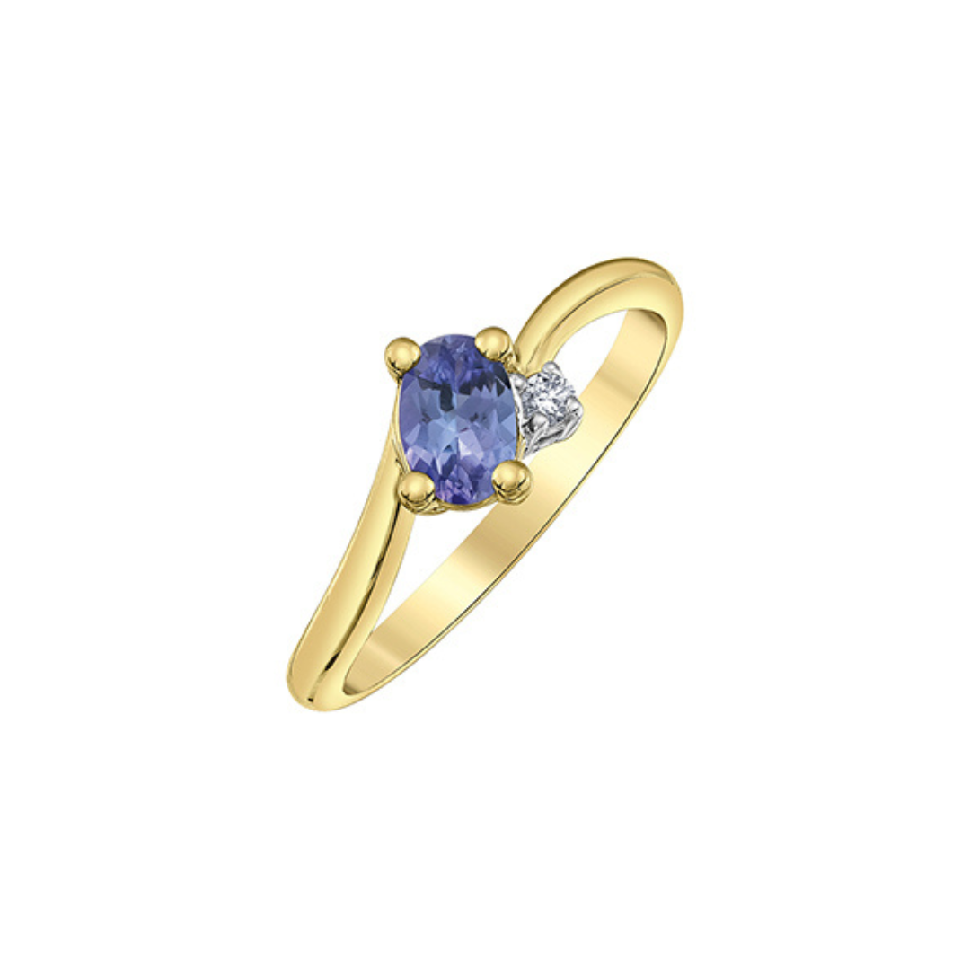 Tanzanite & Diamond Bypass Ring in Yellow Gold (860374)