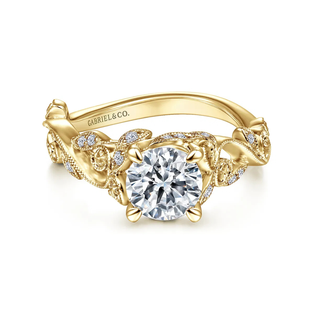 Yellow Gold Floral Engagement Ring (919912)
