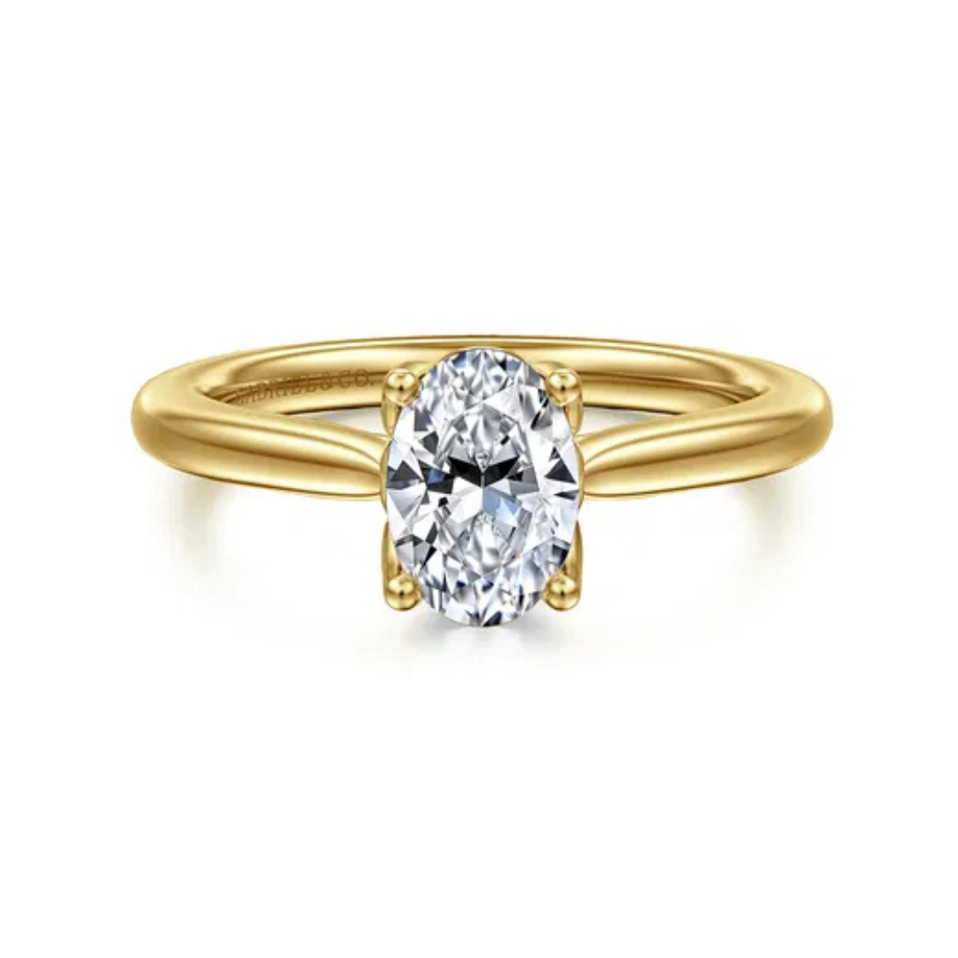 Yellow Gold Oval Lotus Engagement Ring (922117)