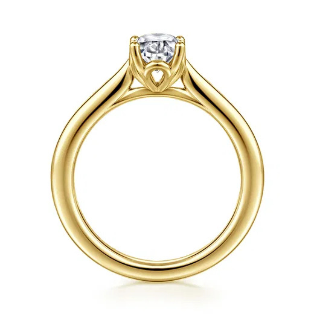Yellow Gold Oval Lotus Engagement Ring (922117)
