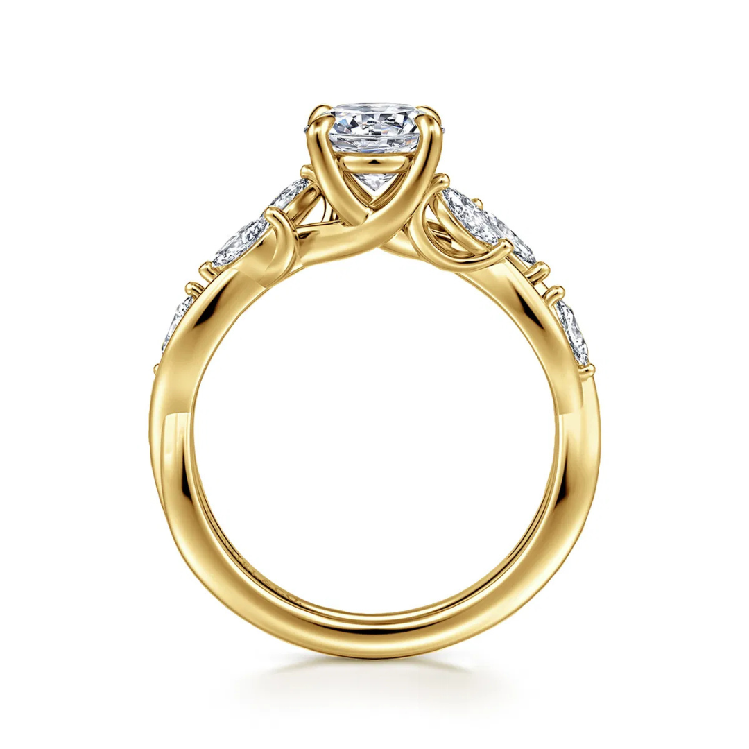 Yellow Gold Floral Round Engagement Ring (956461)