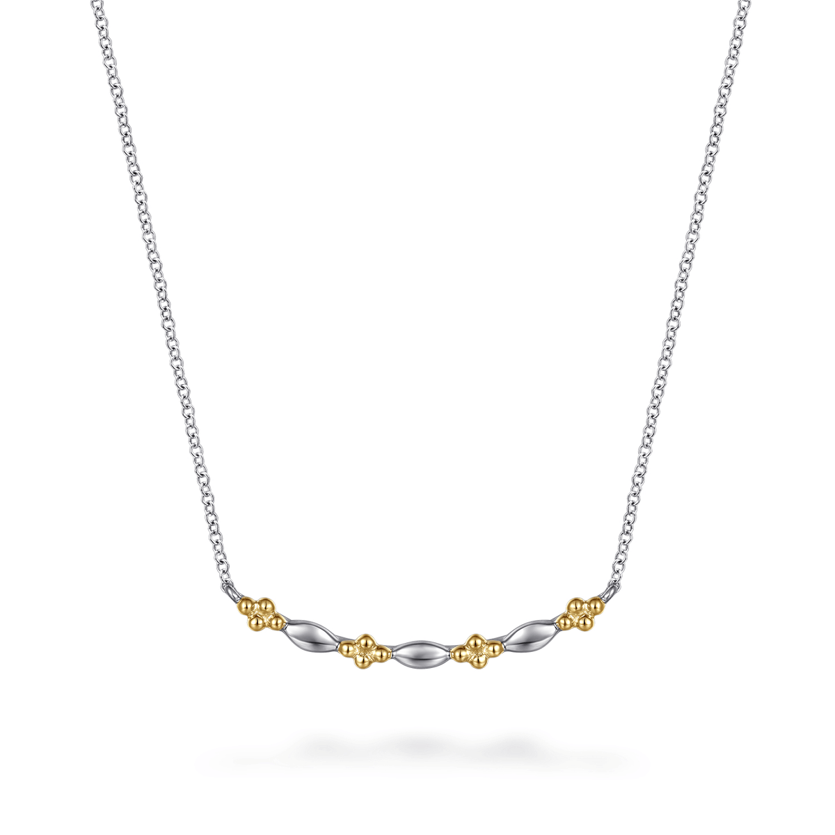 Bar Necklace Curved Yellow Gold and Sterling Silver (756356)