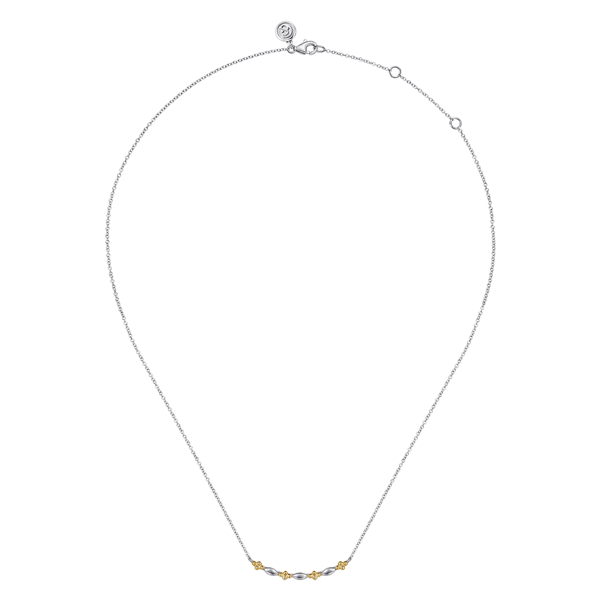 Bar Necklace Curved Yellow Gold and Sterling Silver (756356)