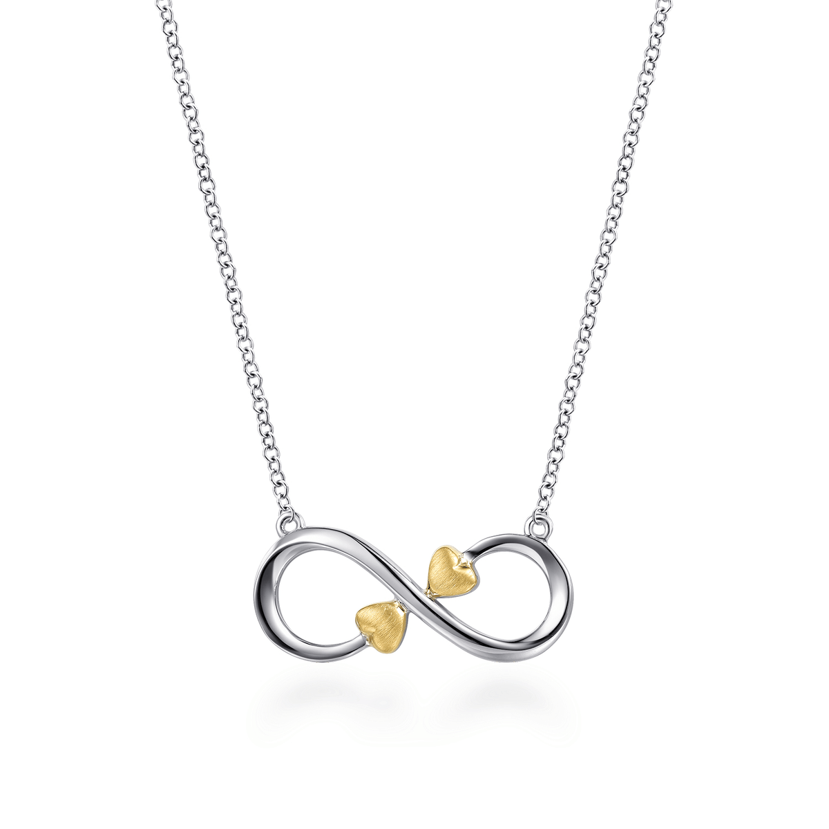 Yellow Gold and Sterling Silver Infinity Heart Pendant Necklace (175715)