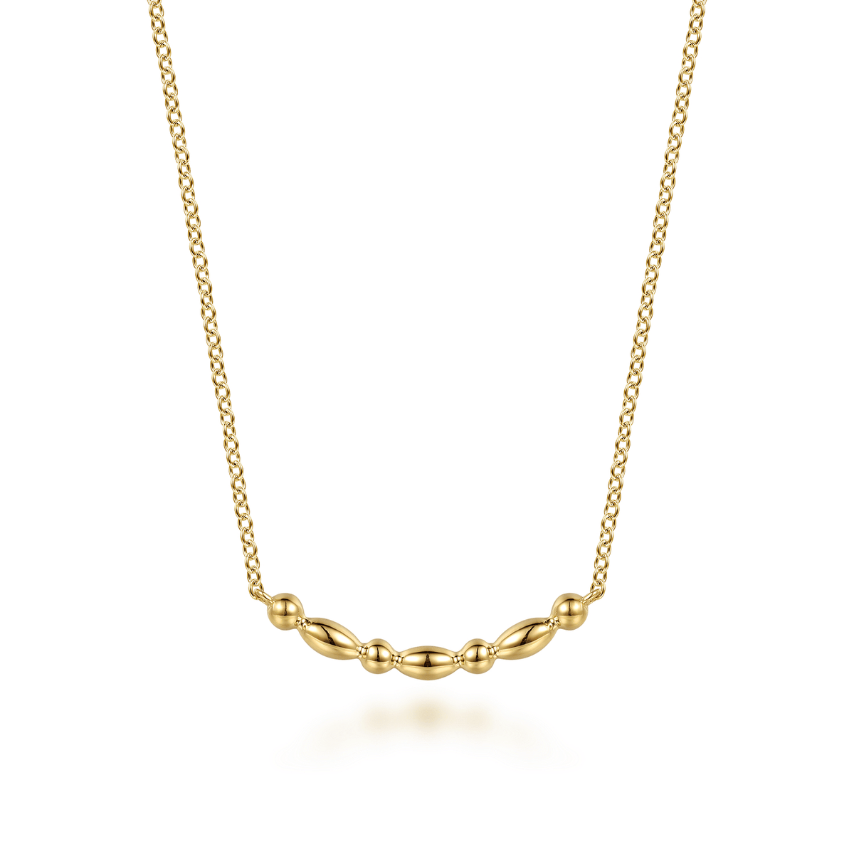 Yellow Gold Bujukan Ball Puffy Maquise Bar Necklace (476507)