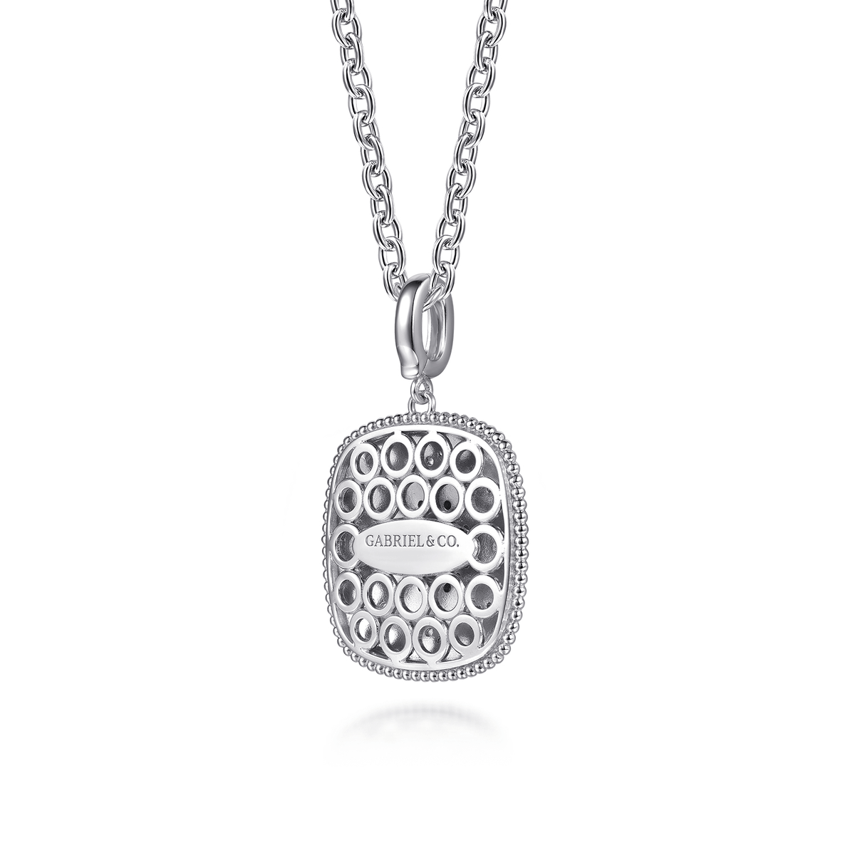 Sterling Silver Bujukan White Sapphire and Blue Topaz Necklace with Blue and Dust Blue Enamel (669778)