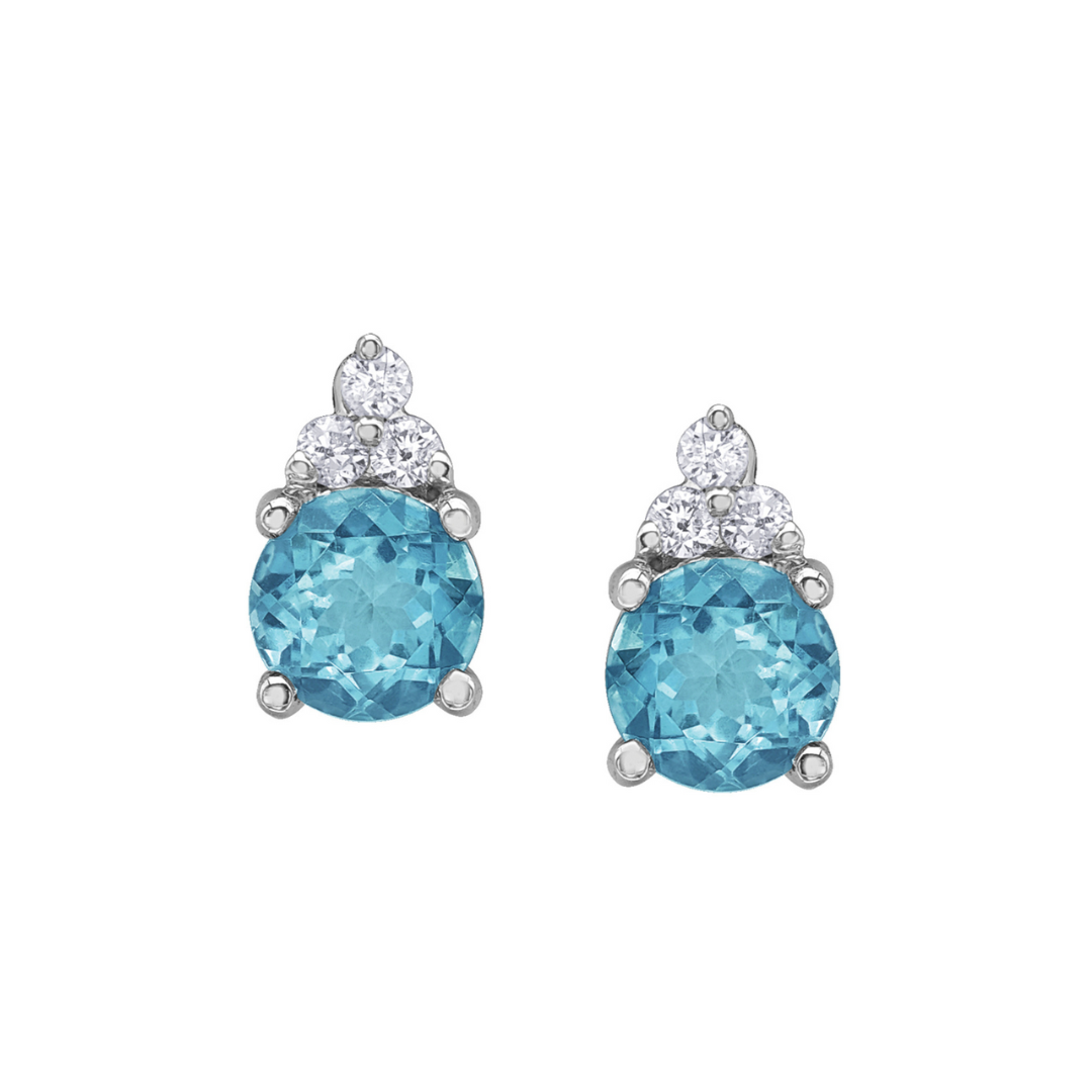 White Gold Diamond and Blue Topaz Earrings (277664)