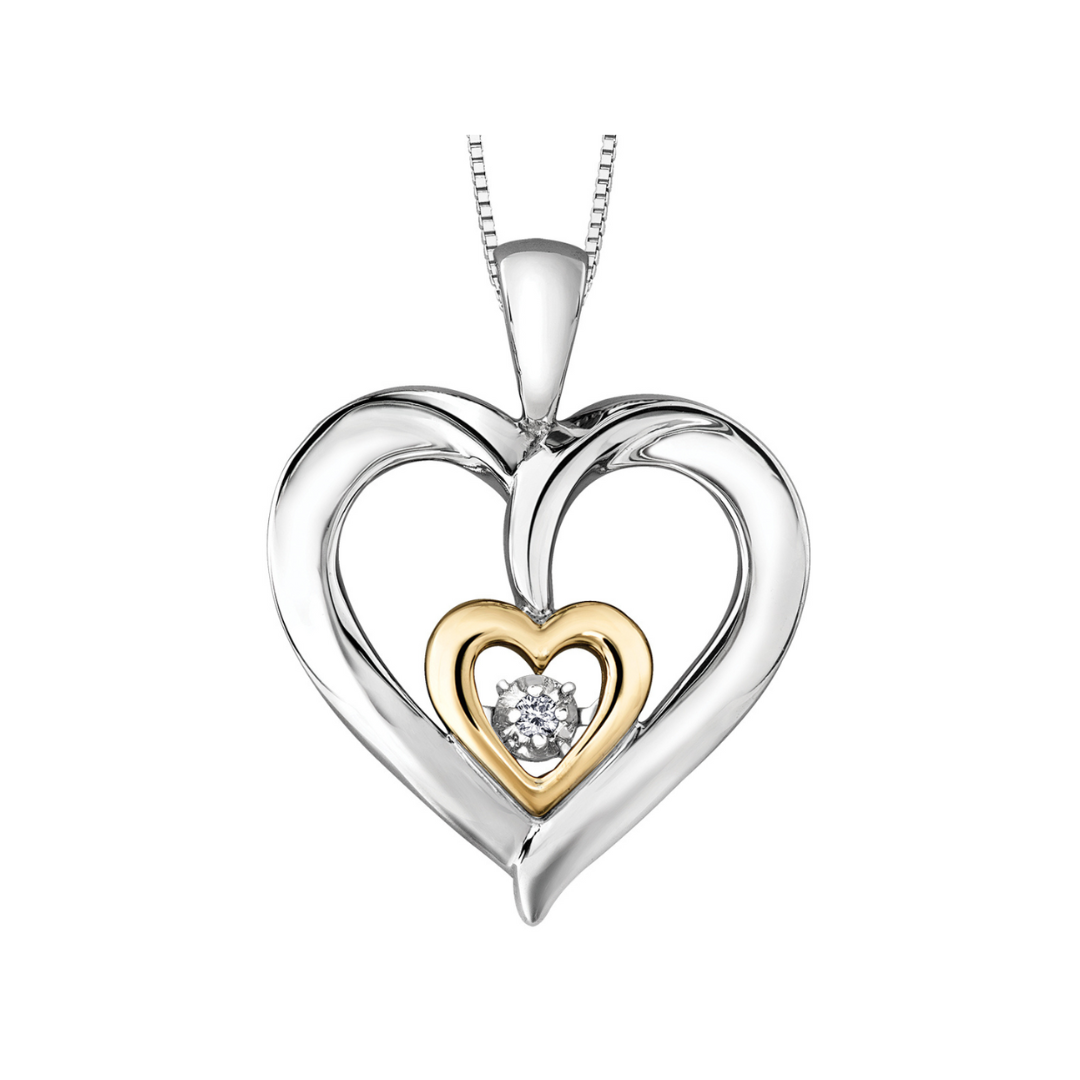 Two Tone Double Heart Pulse Pendant (280516)
